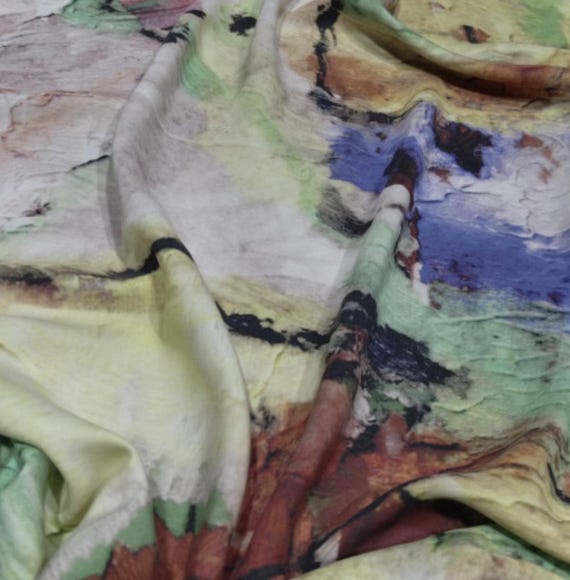 Print cupra fabric, Floral cupro fabric by the yard