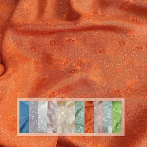 Multi Color Options Butterfly Jacquard silk fabric by the yard