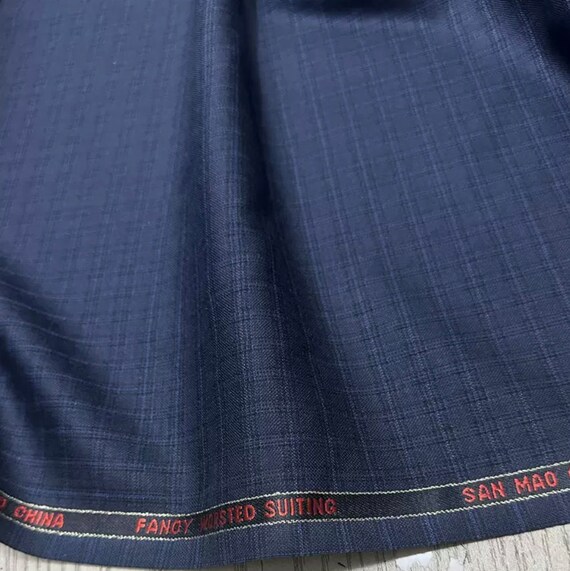 Plaid worsted wool fabric by the yard