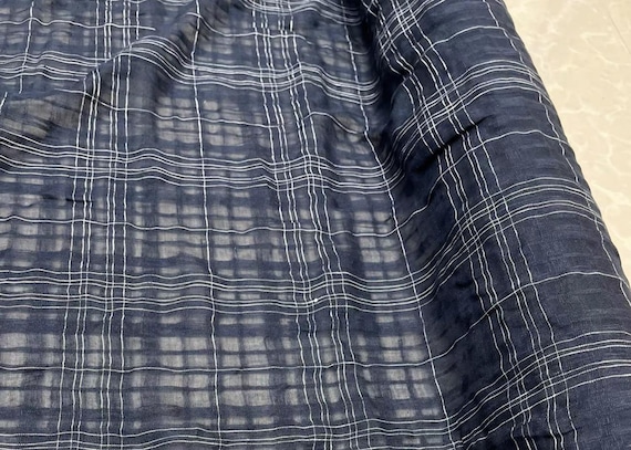 Light Weight Plaid linen fabric by the yard