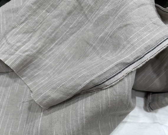 Striped linen fabric by the yard