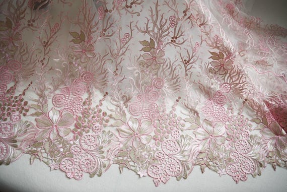 Embroidery Floral lace fabric by the yard