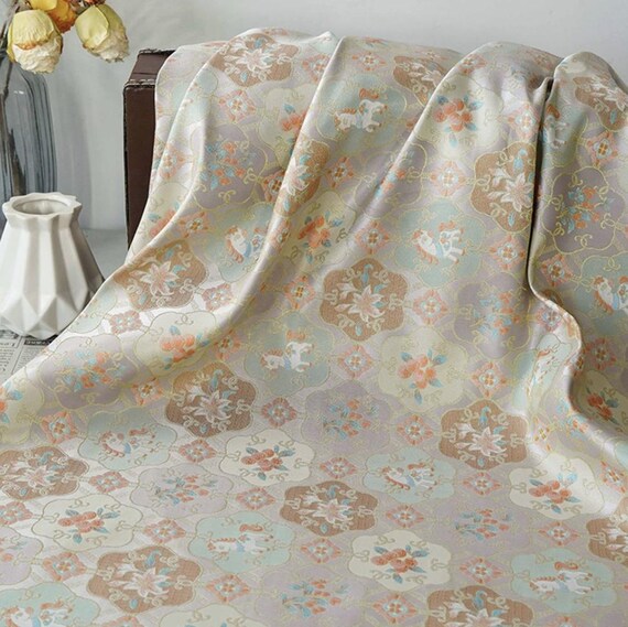 Jacquard brocade fabric by the yard