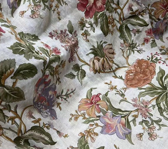 Print linen fabric by the yard
