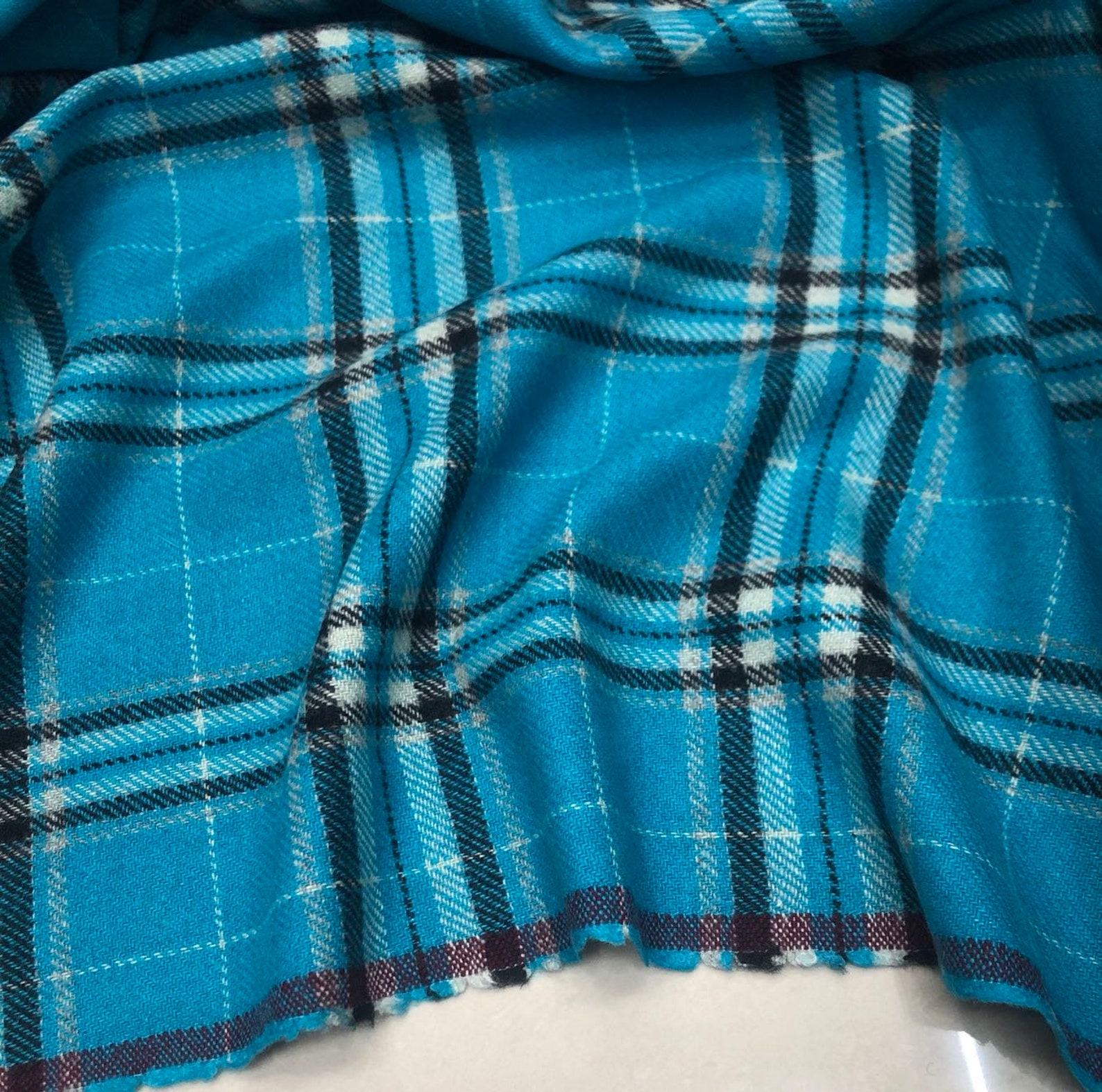 Blue plaid Wool fabric woolen fabric by the yard Etsy