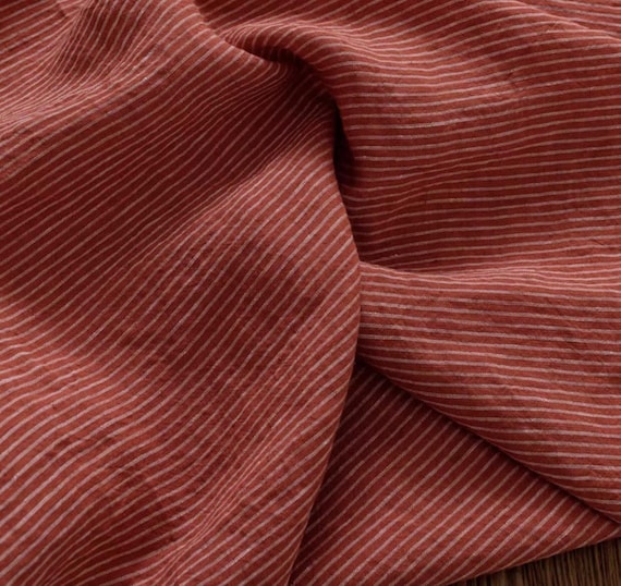 Striped linen fabric by the yard