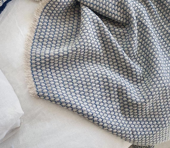 Extra Wide Jacquard Linen Fabric by the yard - 280cm Wide