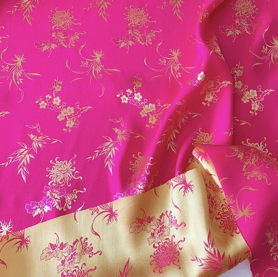 Floral Jacquard Brocade Silk Fabric By The Yard #251111