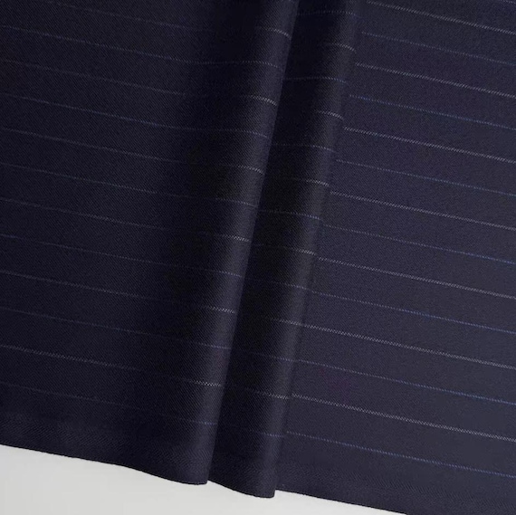Striped Worsted cashmere wool fabric by the yard