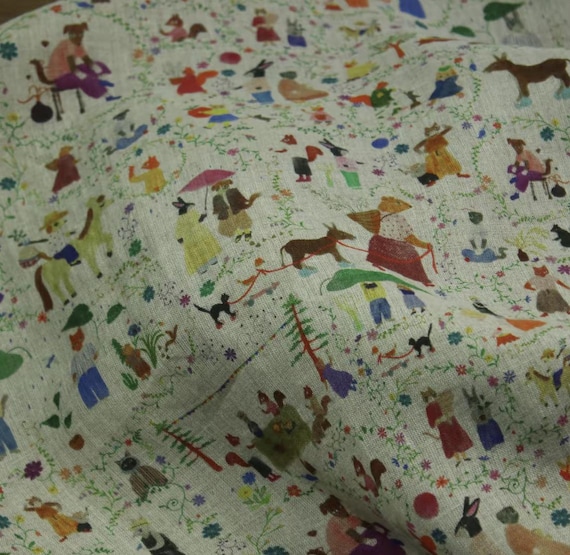 Print linen fabric by the yard