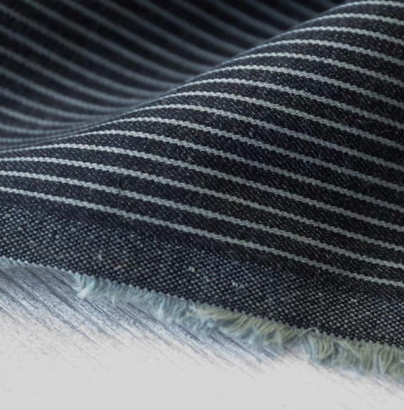 Striped Worsted Wool fabric by the yard
