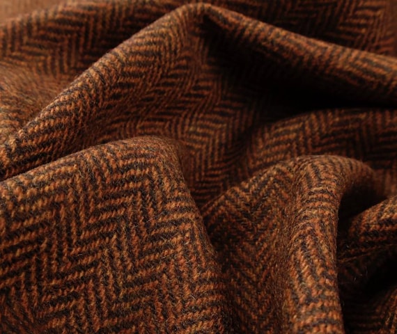 Herringbone wool fabric by the yard