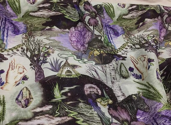 Print Silk linen fabric by the yard
