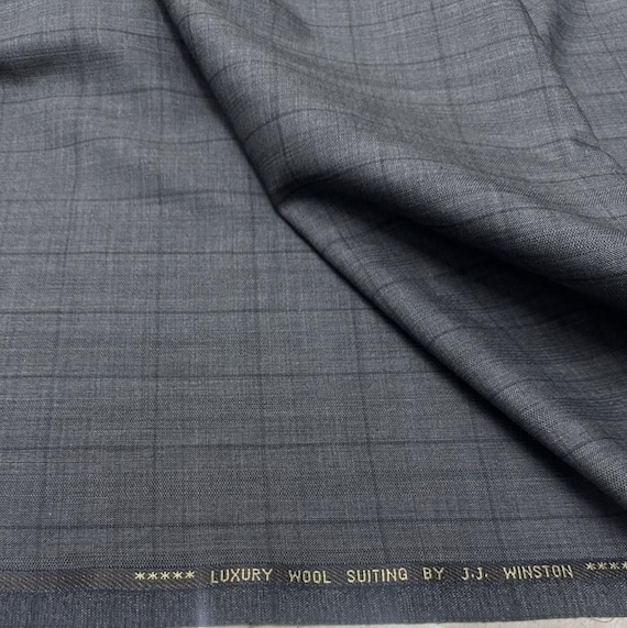 Plaid worsted wool fabric by the yard