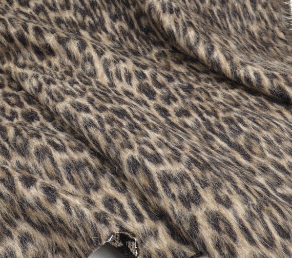 Cheetah leopard animal pattern alpaca wool fabric by the yard