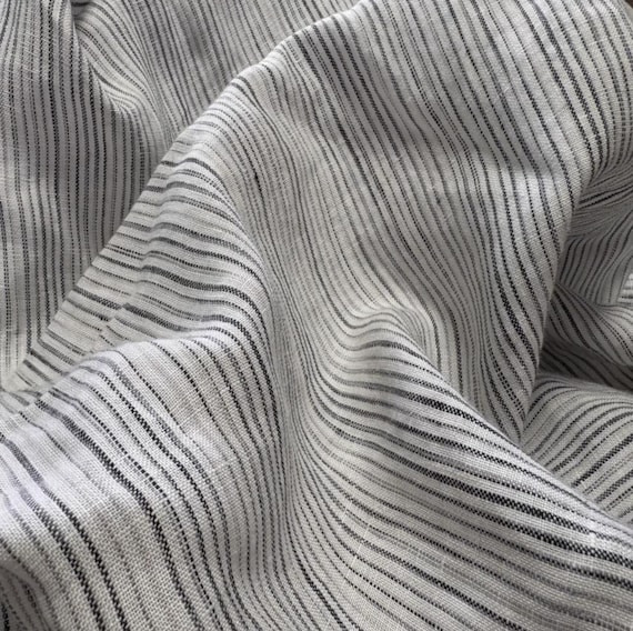 Striped linen fabric by the yard