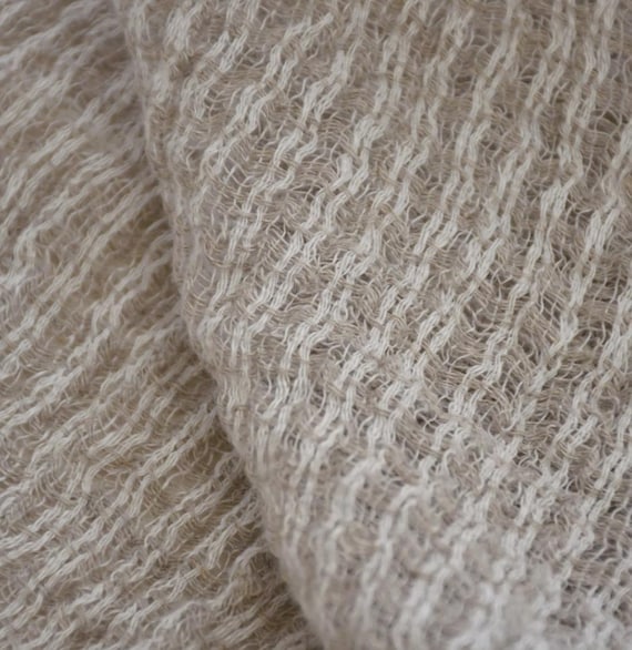 Hollowed linen fabric by the yard