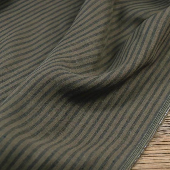 Striped linen fabric by the yard