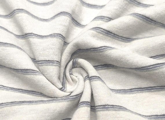 Striped hemp organic cotton knit fabric by the yard