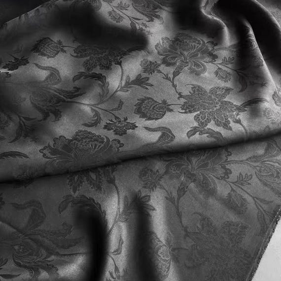 Jacquard Gambiered silk fabric by the yard