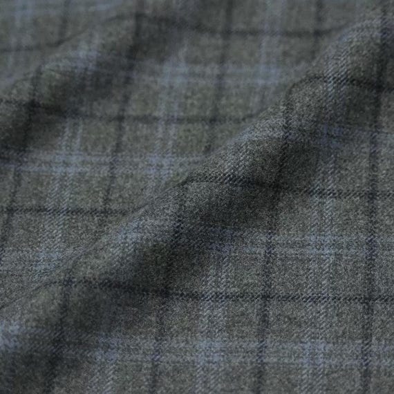 Plaid Worsted Wool fabric by the yard