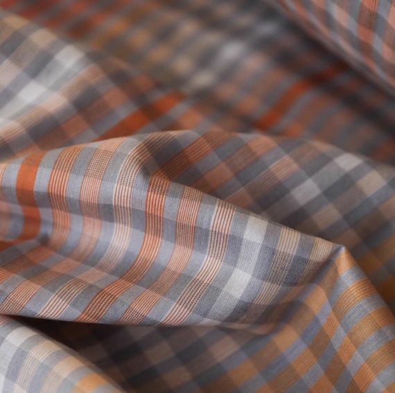 Plaid Silk cotton fabric by the yard