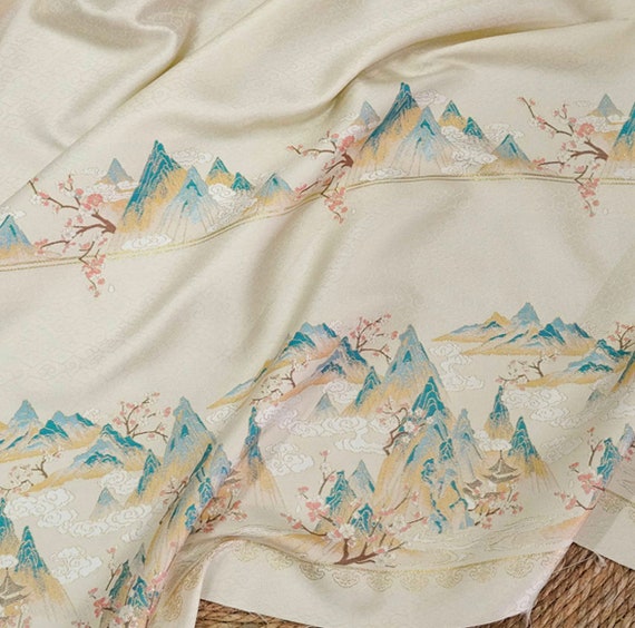 Jacquard brocade fabric by the yard