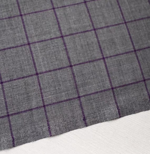 Plaid worsted wool fabric by the yard