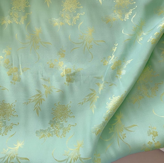 Jacquard brocade silk fabric, Floral silk fabric by the yard #251111