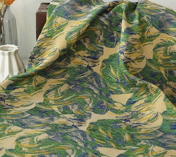 Jacquard brocade fabric by the yard