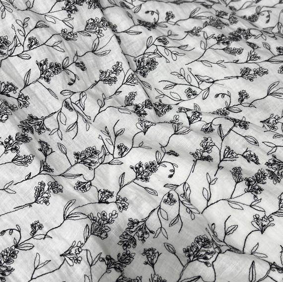 Embroidery linen fabric by the yard
