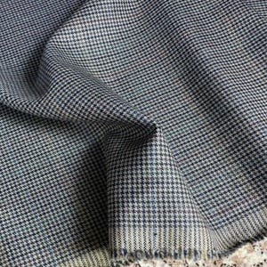 Houndstooth tussah silk wool fabric, Worsted wool fabric, Suiting fabric, Trousers fabric by the yard
