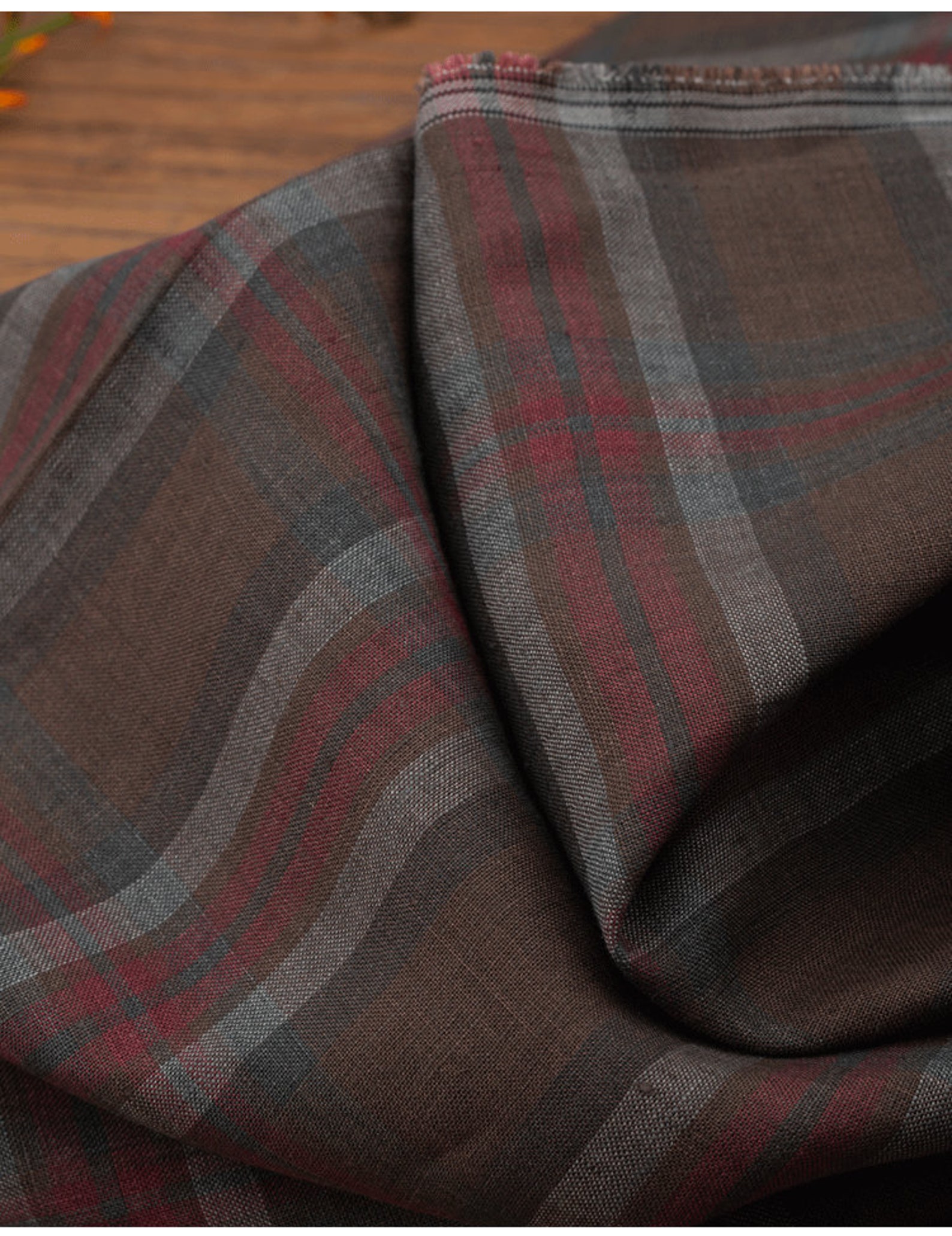Plaid linen fabric by the yard Etsy