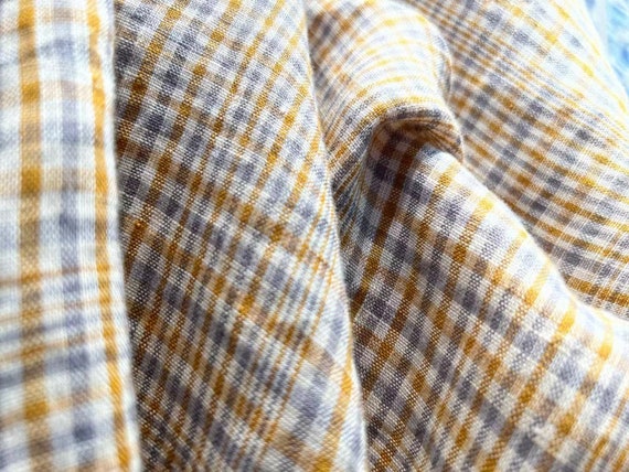 Plaid linen fabric by the yard
