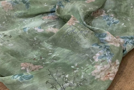 Print Silk linen fabric by the yard