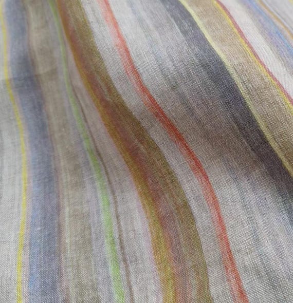 Colorful Striped Linen fabric by the yard