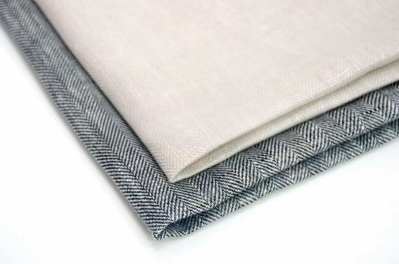 Herringbone linen fabric by the yard