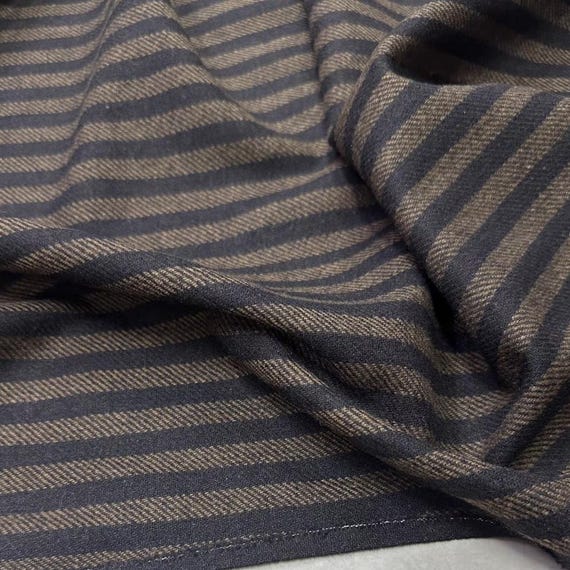 Striped wool fabric by the yard