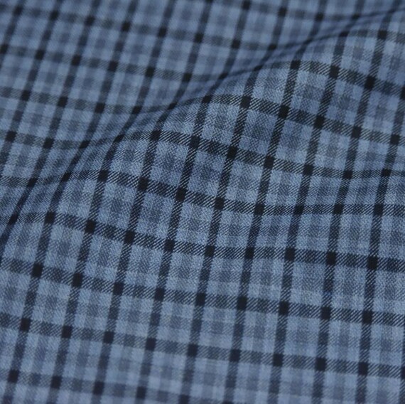 Plaid Worsted Wool fabric by the yard