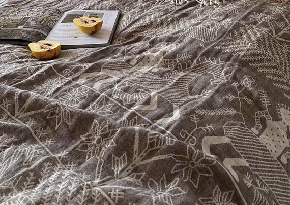 Extra Wide Jacquard Linen Fabric by the yard - 280cm Wide