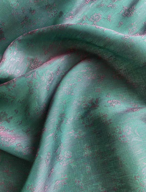 Multi Color Options Iridescent Jacquard silk linen fabric by the yard