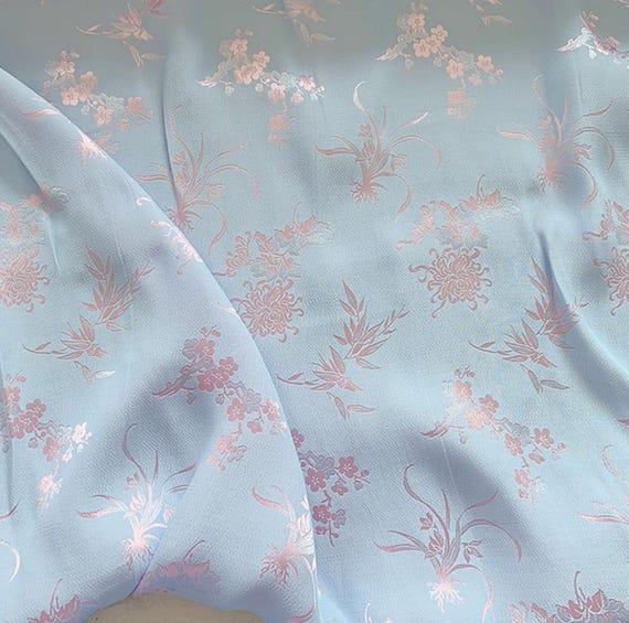 Floral Jacquard Brocade Silk Fabric By The Yard #251111