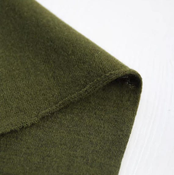 Green Knit wool fabric by the yard