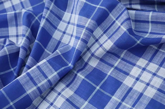 Plaid linen fabric by the yard