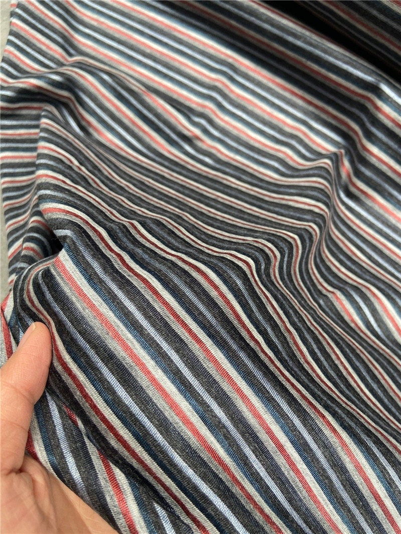 Italian fabric Striped knit silk fabric by the yard Etsy