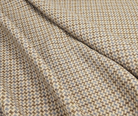 Plaid Alpaca Wool Fabric, Sold By The Yard