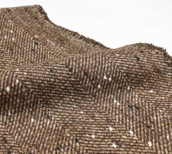 Specks Herringbone wool fabric by the yard