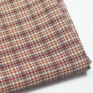 Plaid linen cotton fabric by the yard
