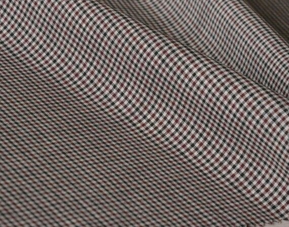 Plaid Houndstooth worsted wool fabric by the yard