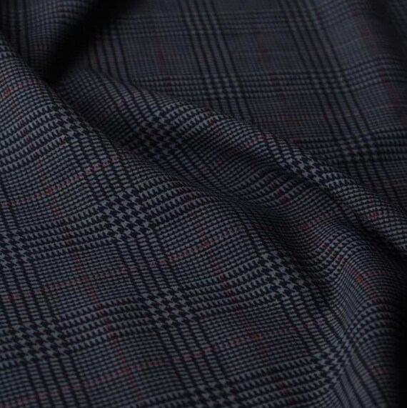 Plaid Worsted Wool Fabric, Grid Gingham Checks, By The Yard